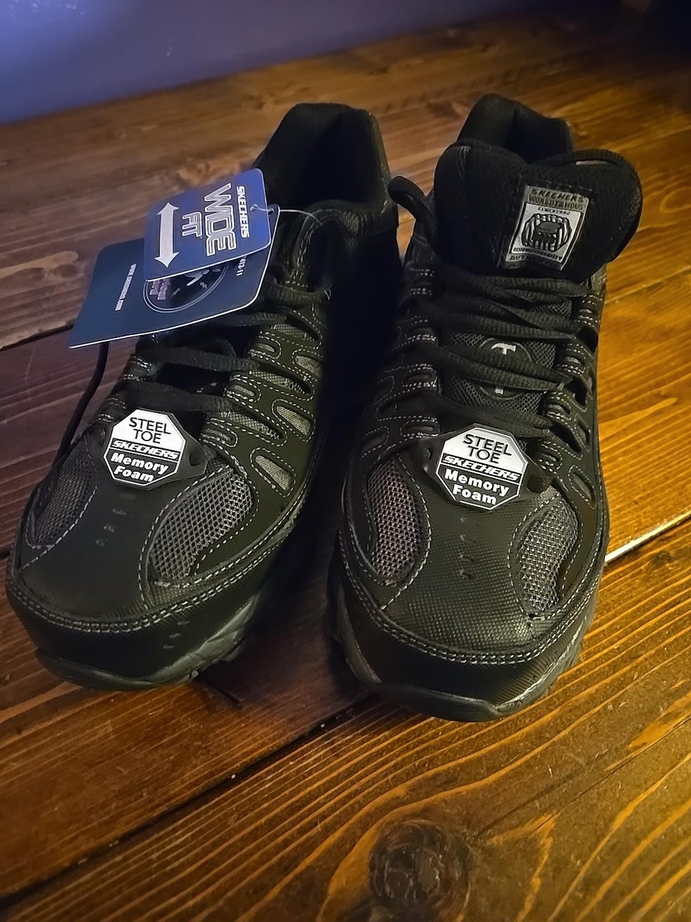 Skechers Men’s Black Steel Toe Memory Foam Sneakers
